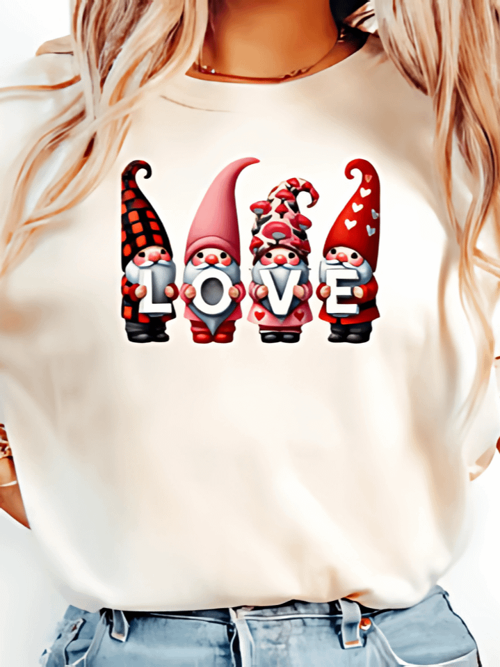 LOVE Gnome Valentine’s Day T-Shirt Graphic – Adorable Gnome & Heart Valentine Artwork – Ideal Valentine’s Gift for Women – Instant Digital Download – 300 DPI PNG product image (1)