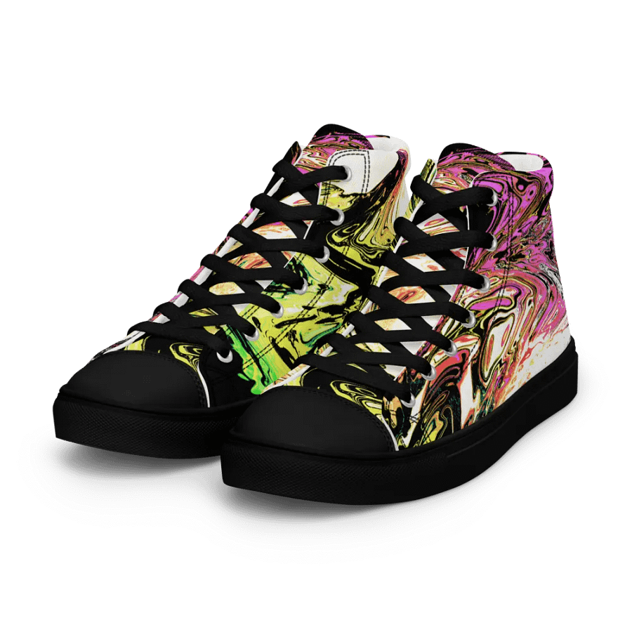 Abstract Neon Daisy Swirl Ladies High Top Canvas Shoes product image (10)