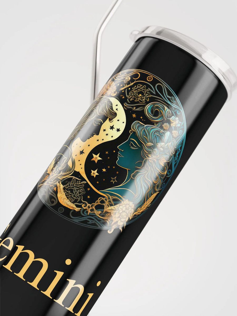 Black Gemini Zodiac Stainless Steel Tumbler - Illustrative Gemini Charm product image (5)