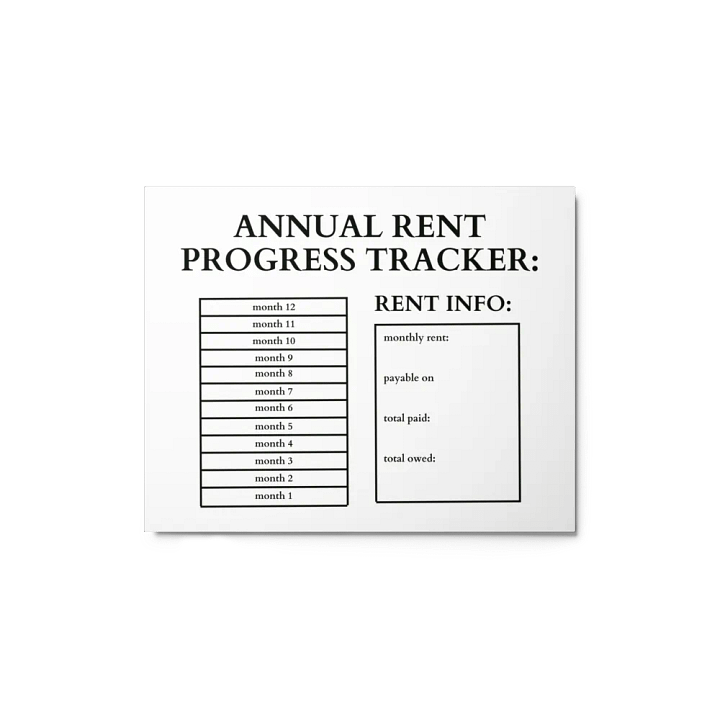 HIGHFALUTIN ANNUAL RENT TRACKER (black design 1) product image (1)