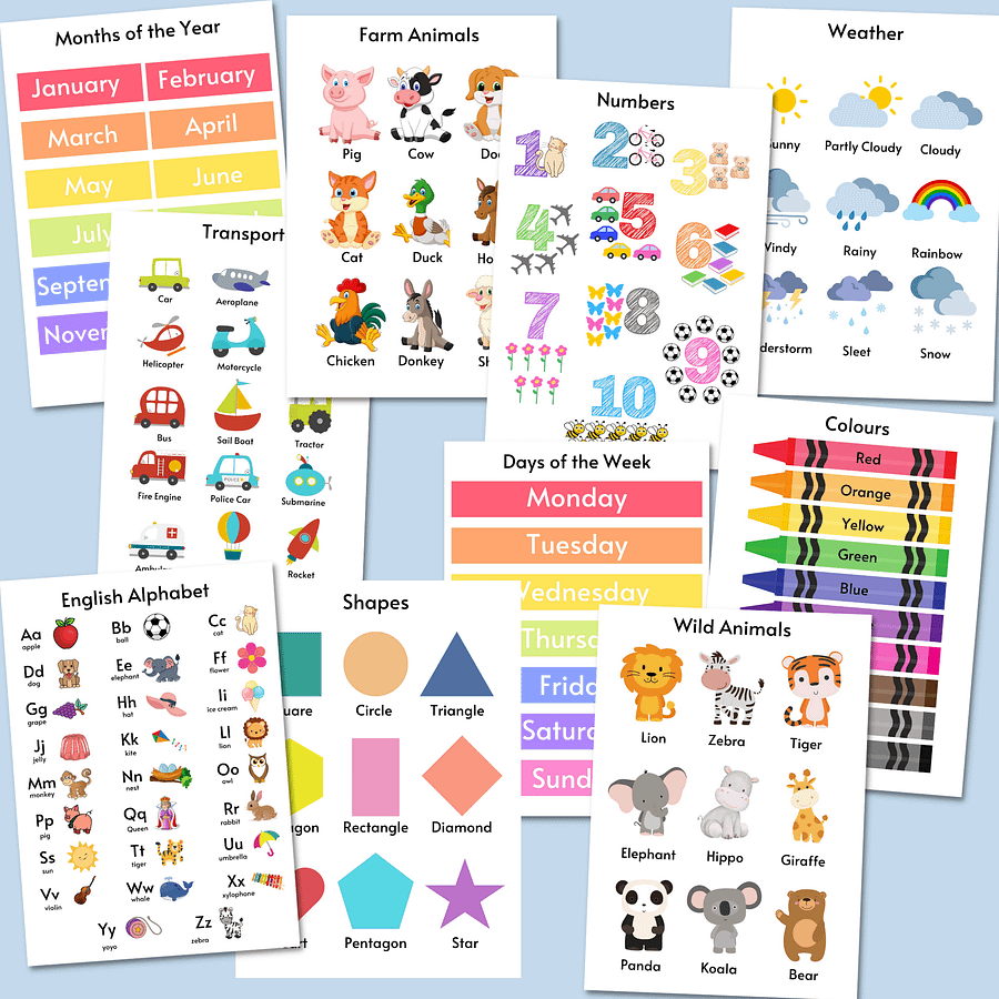 Set of 10 Toddler & Preschooler Educational Posters product image (1)