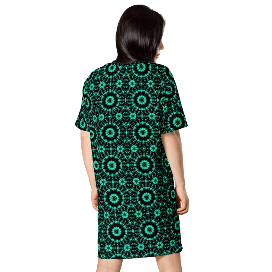 Abstract Repeating Neon Green Shapes T Shirt Dress product image (4)