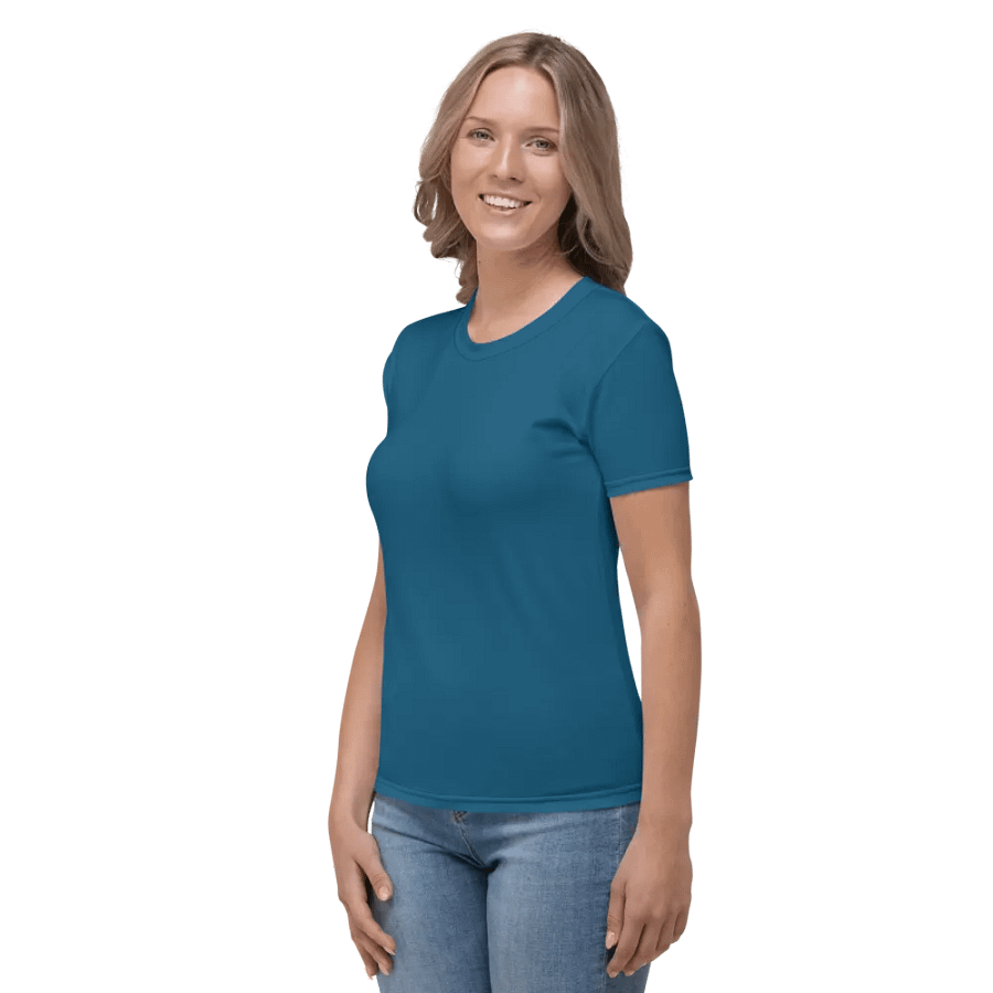 Plain Dark Blue True Summer Women's Crewneck Polyester Heavyweight Premium T-Shirt by Treasure Pie product image (5)