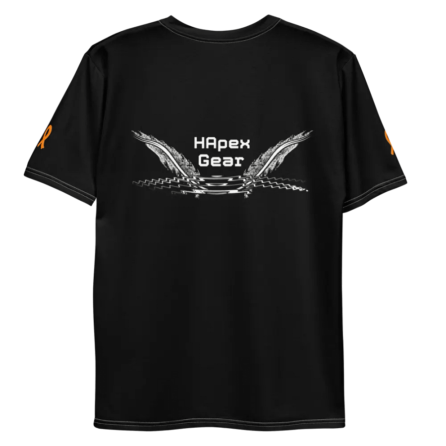 White HApex Gear White Logo Cancer Awareness Orange Ribbon. Black Crew Neck T-Shirt product image (9)