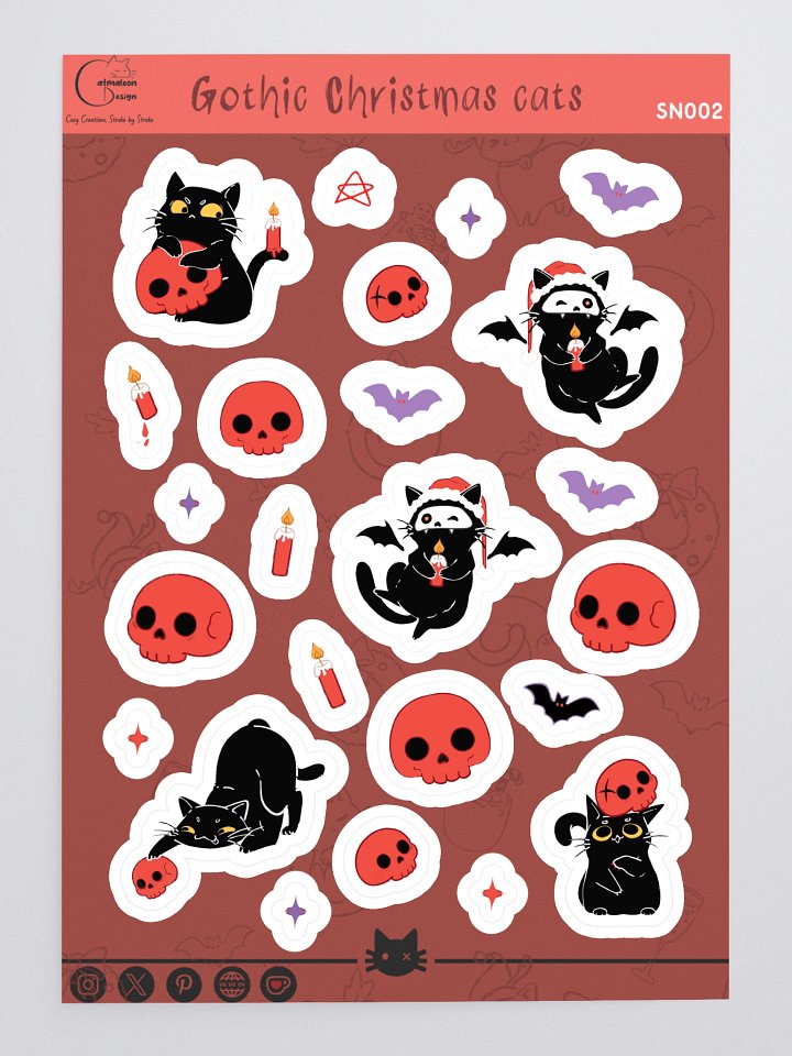 Gothic Christmas cat tree 02 – Holiday sticker product image (1)