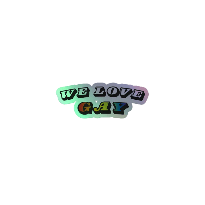 we love gay holographic sticker product image (1)