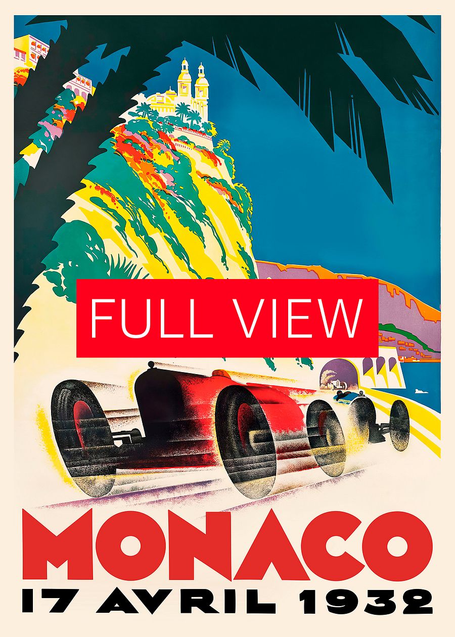 Monaco Vintage F1 Grand Prix, 1932 poster — Vintage Formula 1 poster, Monaco Grand Prix poster, retro travel poster product image (3)