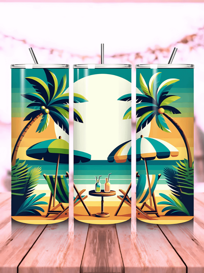 Summer 'N Sun Tumbler Wrap PNG – 20oz Skinny Sublimation Design with Retro Beach Vibes – Groovy & Bright Summer Aesthetic – 300 DPI Instant Digital Download product image (1)