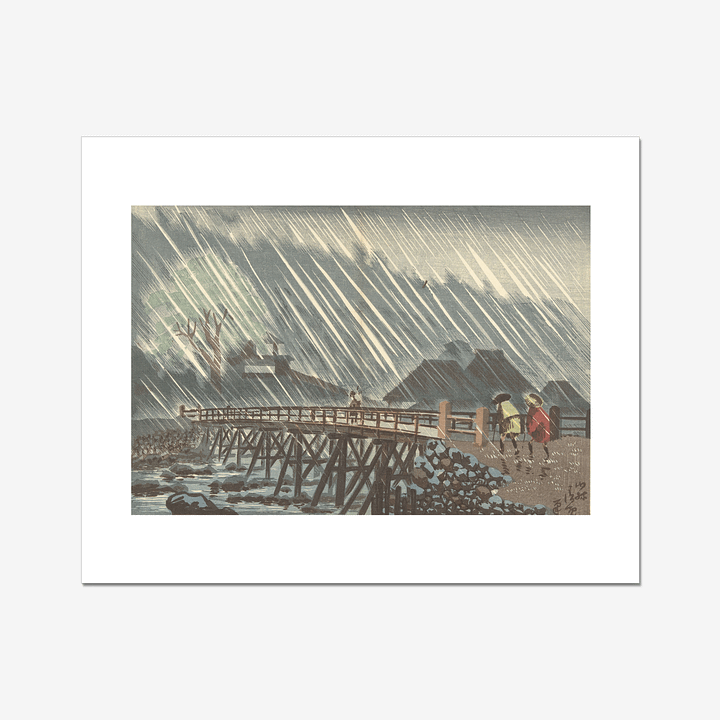 Rain at Mitsueda Bridge in Hakone - Kobayashi Kiyochika product image (1)