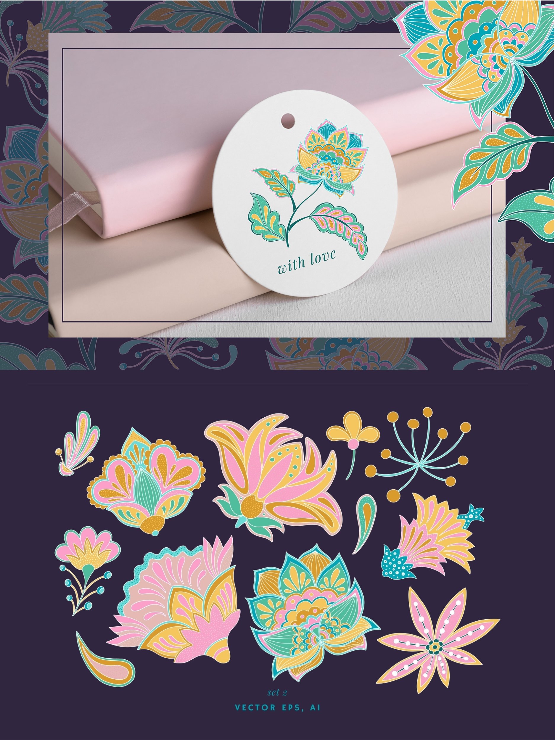 Jacobean Folk Vector Elements Set product image (5)