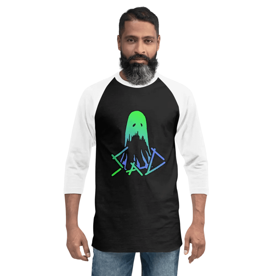 SaD 3/4 Two-Tone Tee (Raglan Tee) Logo - Green and Blue product image (3)