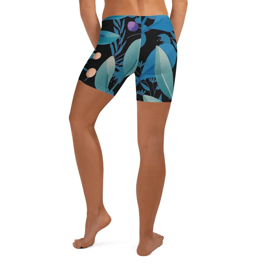 ladies short teal and black leafy desgn product image (4)