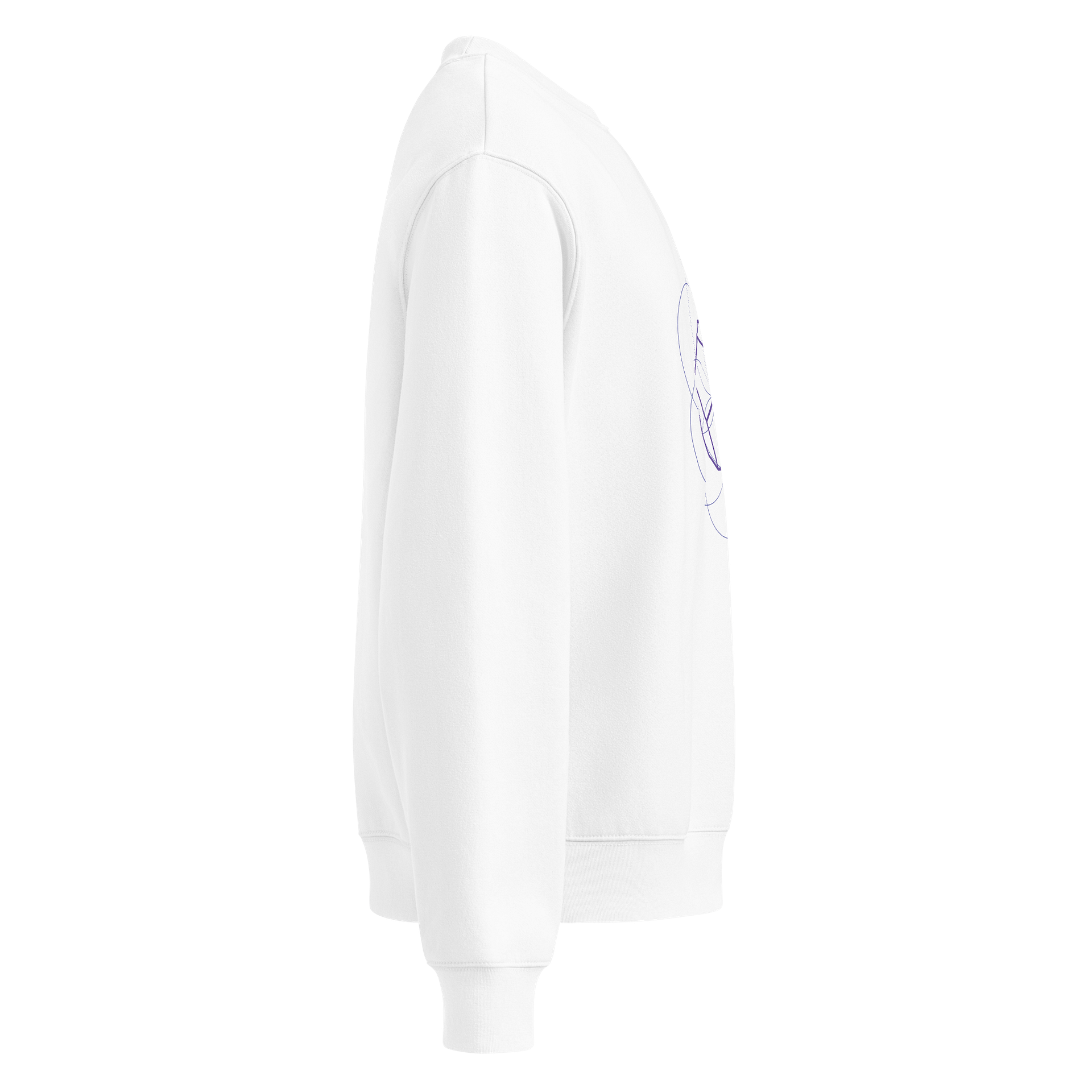 White Sweater – Purple Dodecahedron (Centered Front & Upper Back Print) product image (4)
