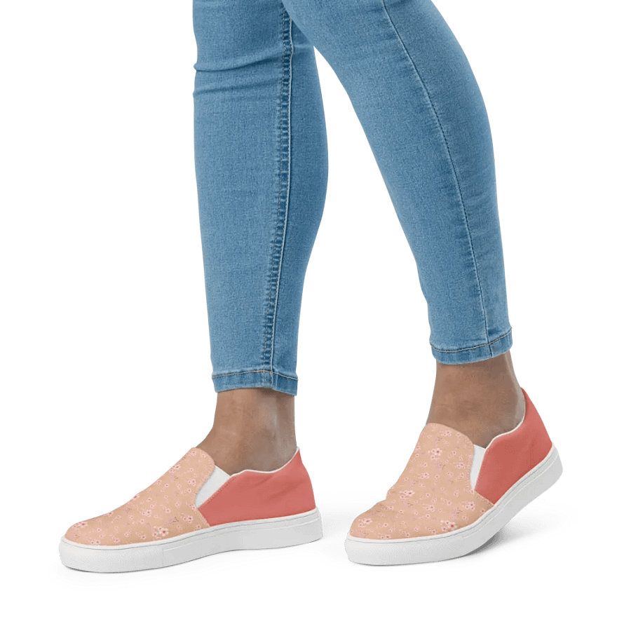 Cherry Blossoms on Cream Women's Slip-On Canvas Shoes product image (9)