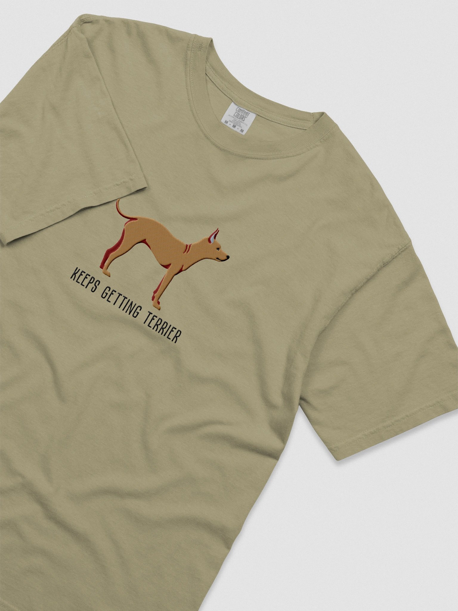 Keeps Getting Terrier T-Shirt(Embroidered) of an American Hairless Terrier(Tan) product image (8)