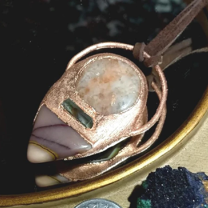 Sunstone, Mookaite, Quartz & Dyed Agate Amulet product image (1)