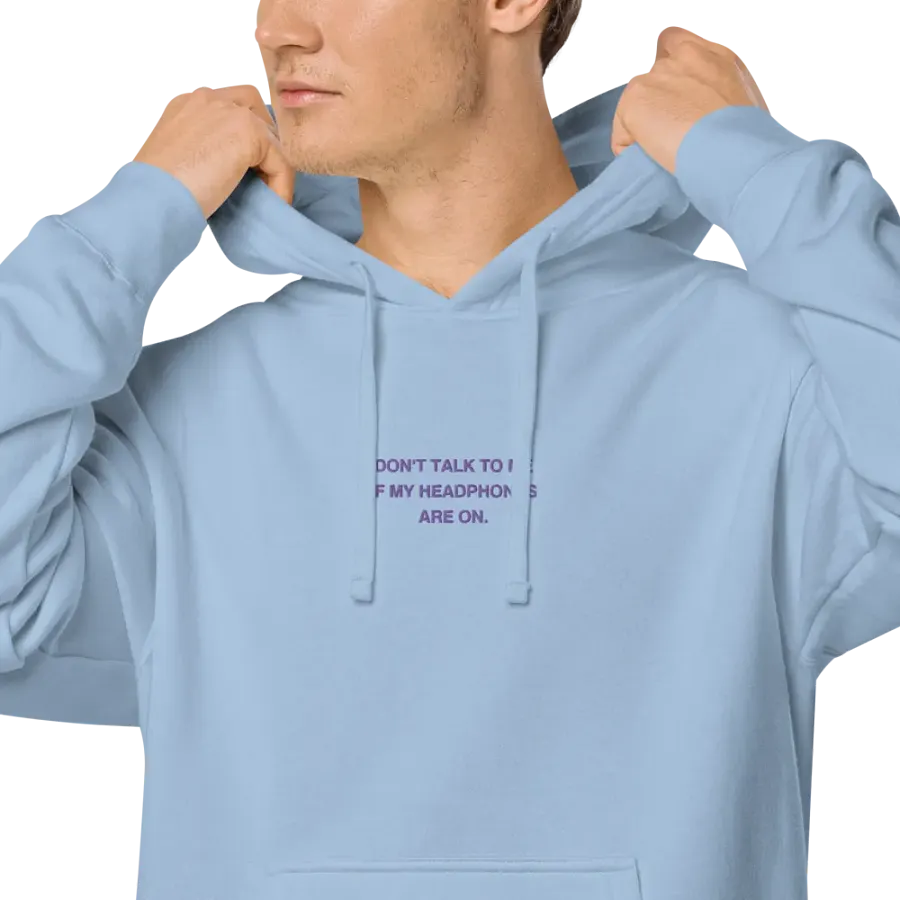 HEADPHONES ON (purple) embroidered pigment hoodie product image (8)