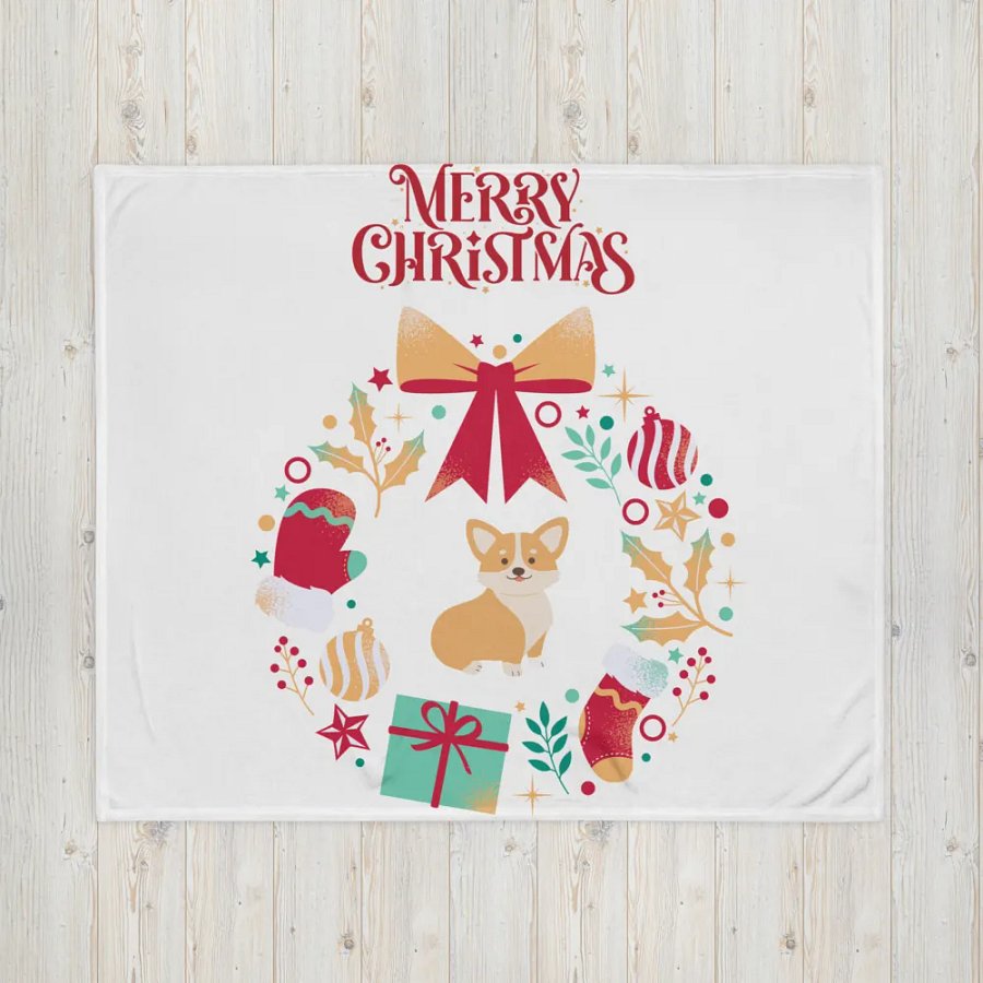 Merry Christmas Corgi Throw Blanket product image (4)