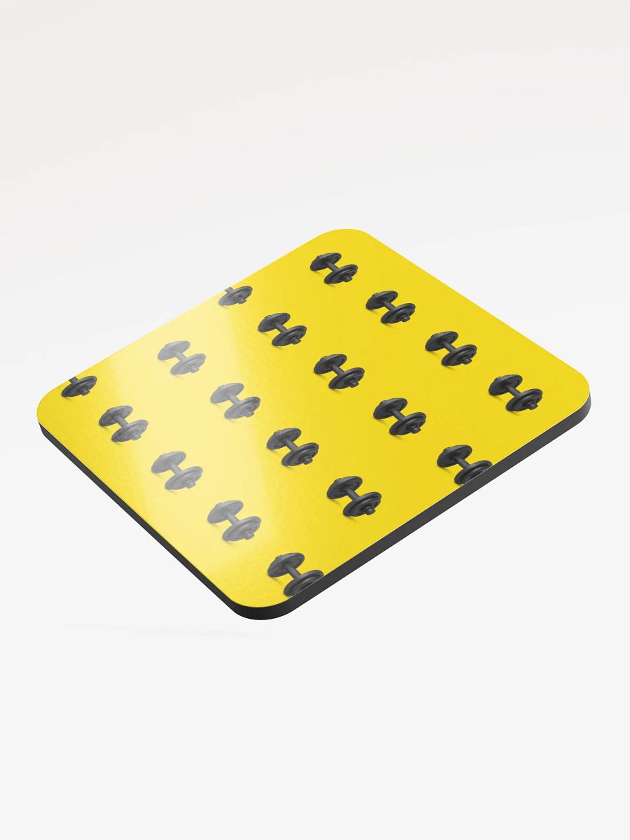 Yellow Black Dumbbell Cork Coaster product image (3)