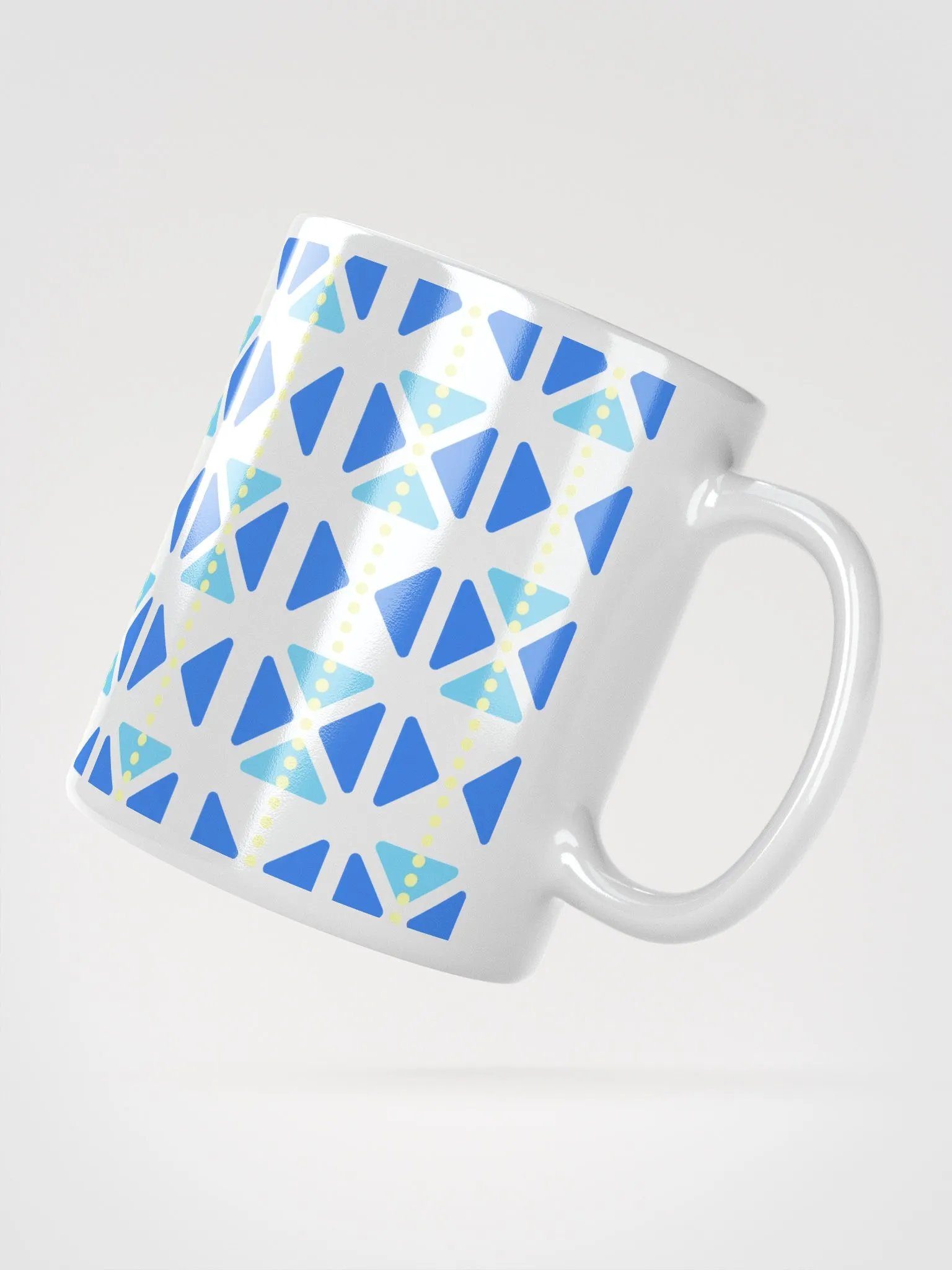 Blue Triangles And Yellow Dotted Lines White Mug product image (4)