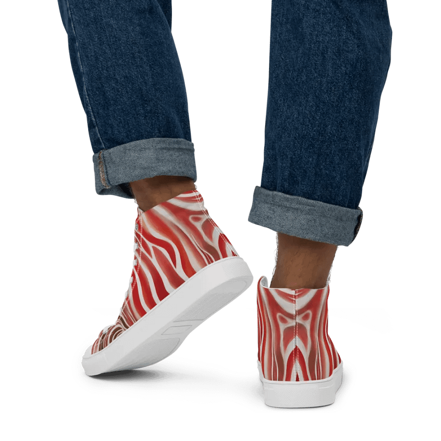 Funky Red Liquid Tie-Dye Explosion Men's High-Top Canvas Shoes product image (4)
