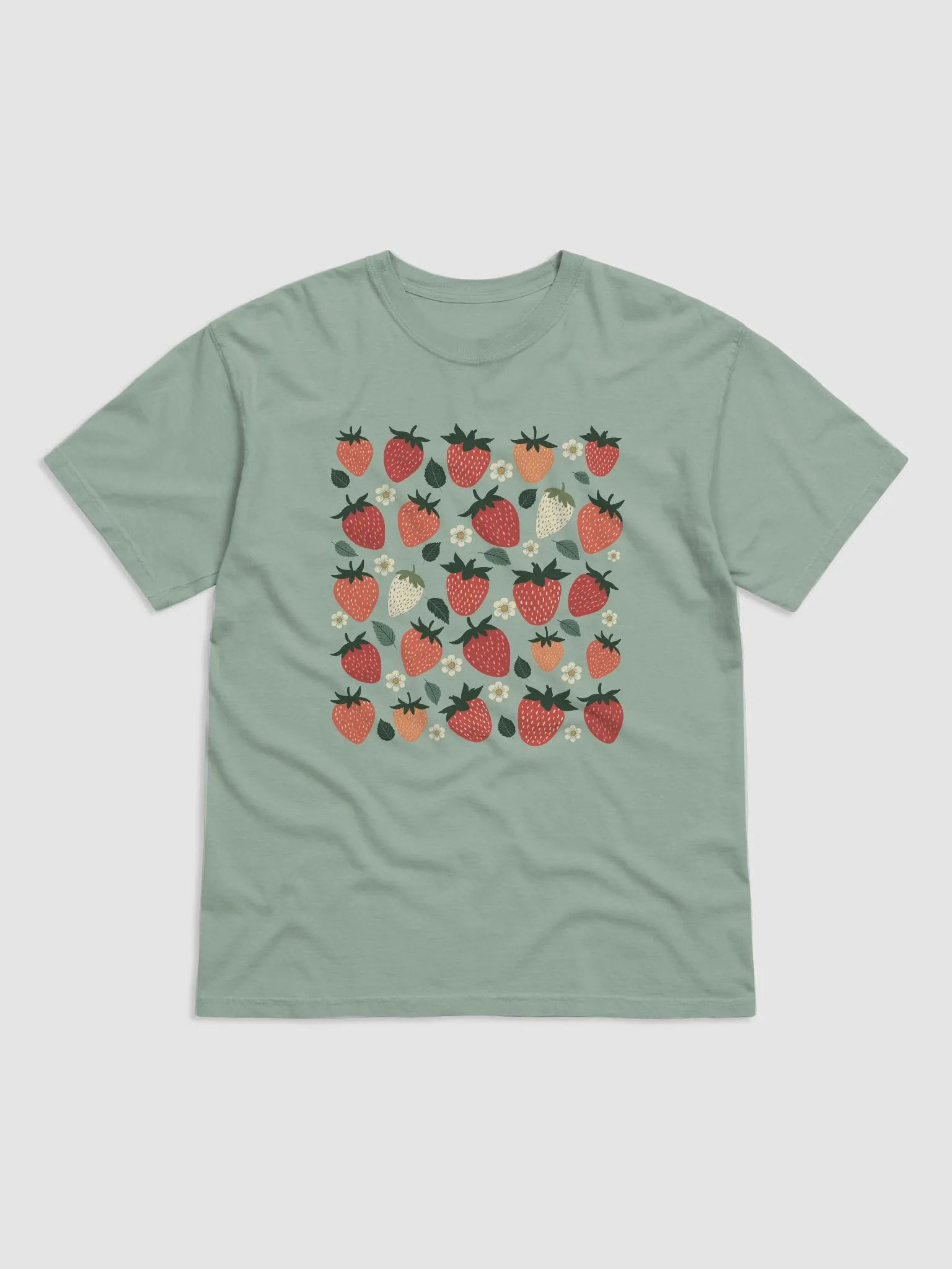 Strawberries Pattern(2) T-Shirt | Vintage-Style Cottagecore, Goblincore, and Aesthetic Shirt Design product image (4)