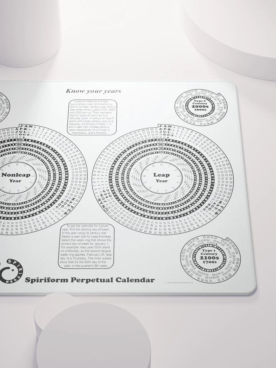 Spiriform Perpetual Calendar Gaming Mousepad 18