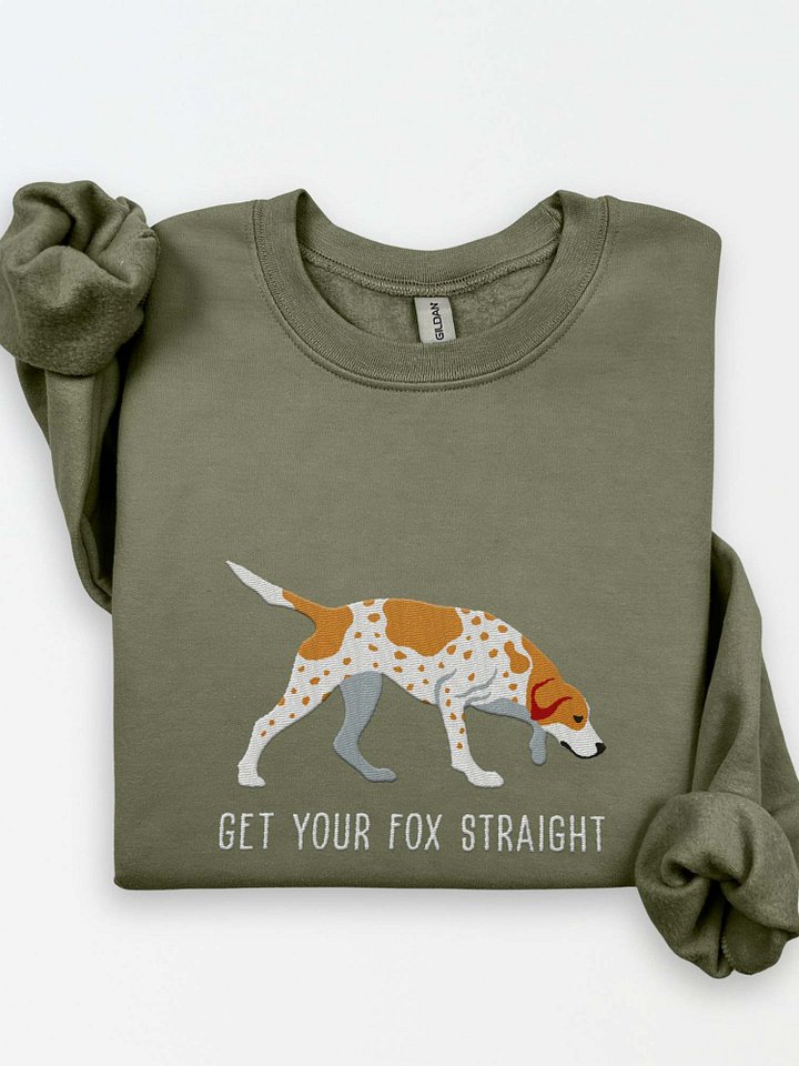 Get Your Fox Straight Sweatshirt (Embroidered) of an American Foxhound(Brown) product image (1)