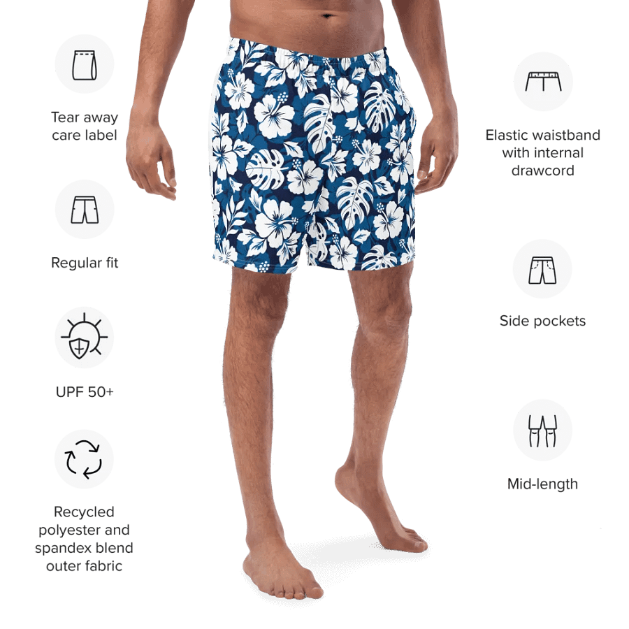 Hawaiian Tropical Hibiscus Flower Swimming Trunks product image (4)