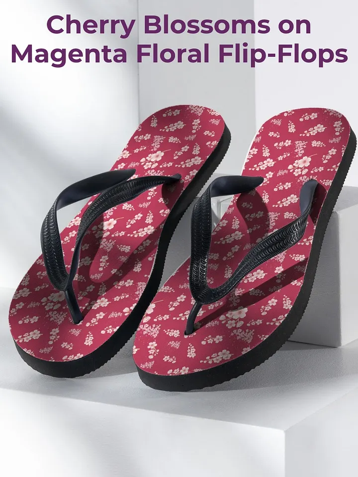 Cherry Blossoms on Magenta Floral Women's Flip-Flops product image (1)