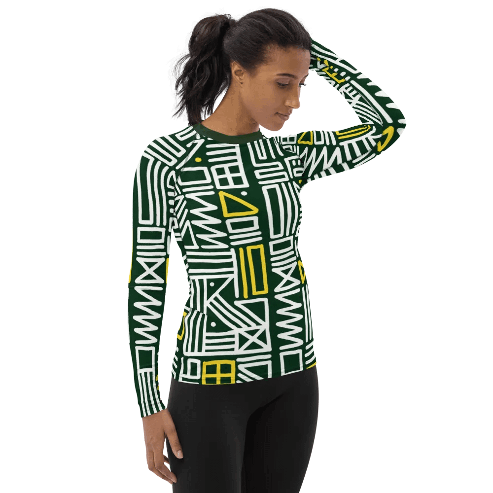 Artisan Spirit: Hand-Drawn African Abstract Pattern All-Over Print Women's Rash Guard product image (5)