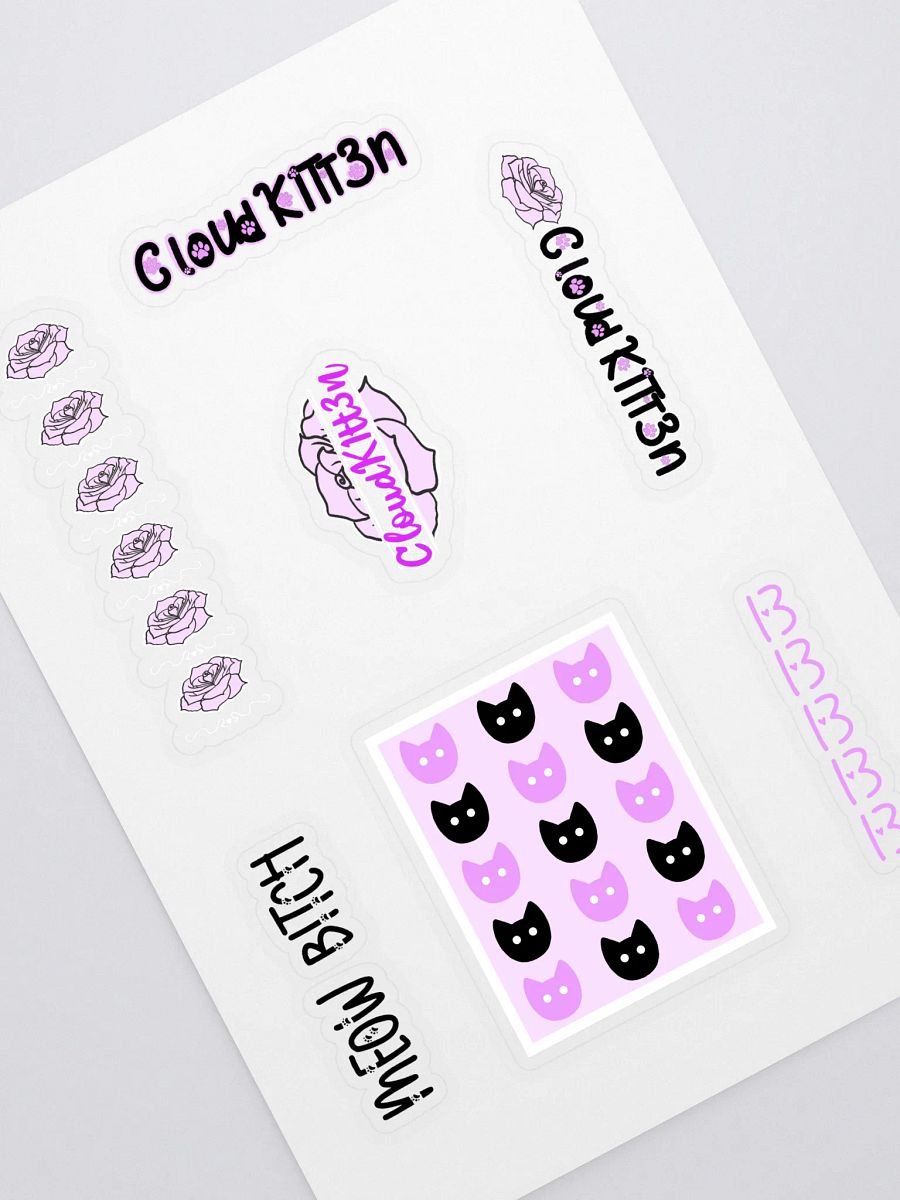 Kitten & Rose Sticker Sheet (lg) product image (1)