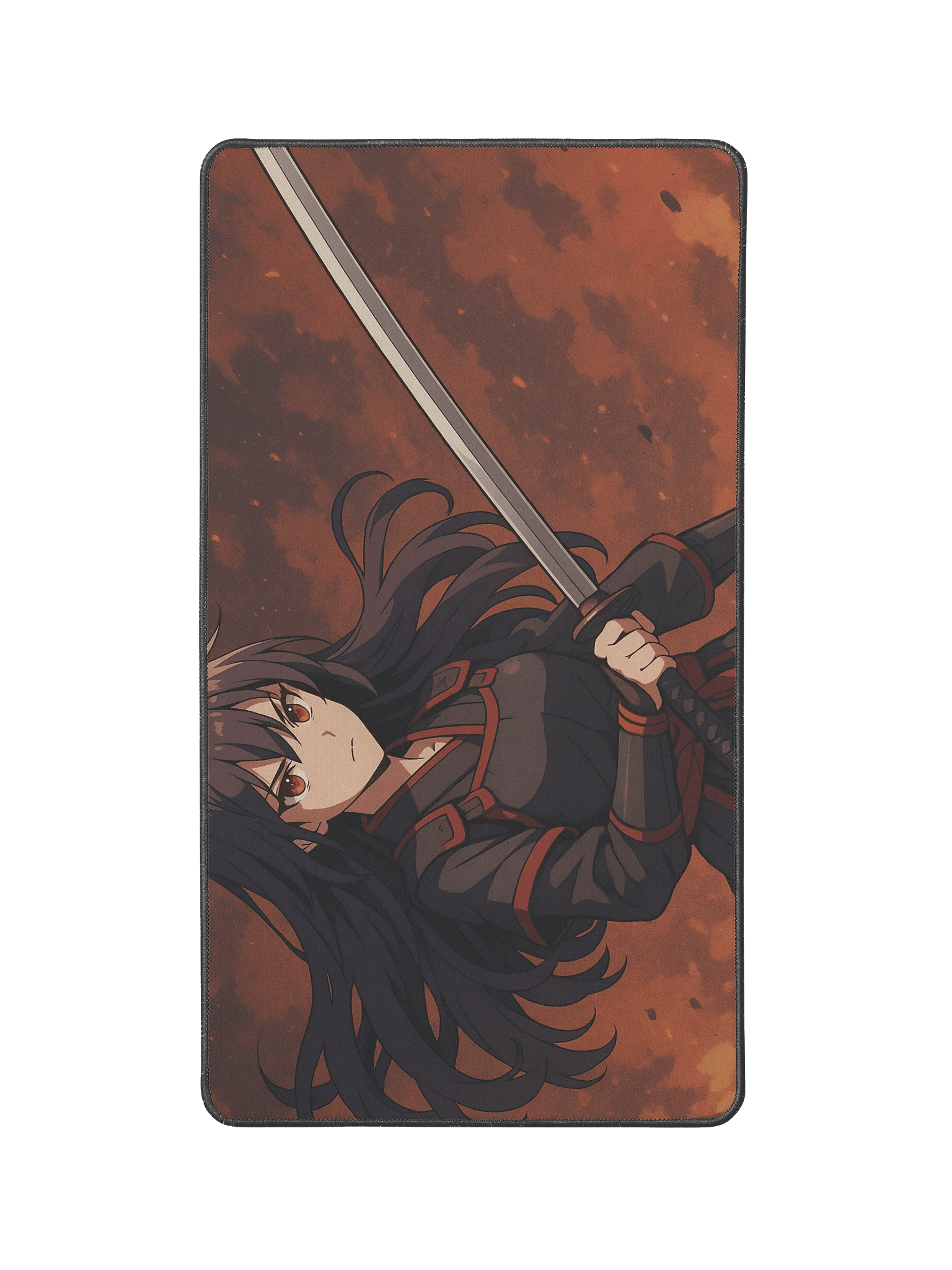 Crimson Blade Warrior – Anime Samurai Desk Mat (12" x 22") product image (2)