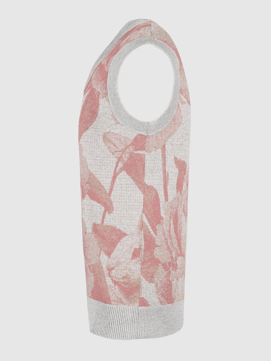 Floral Bliss Coral III Knitted V-Neck Vest product image (6)