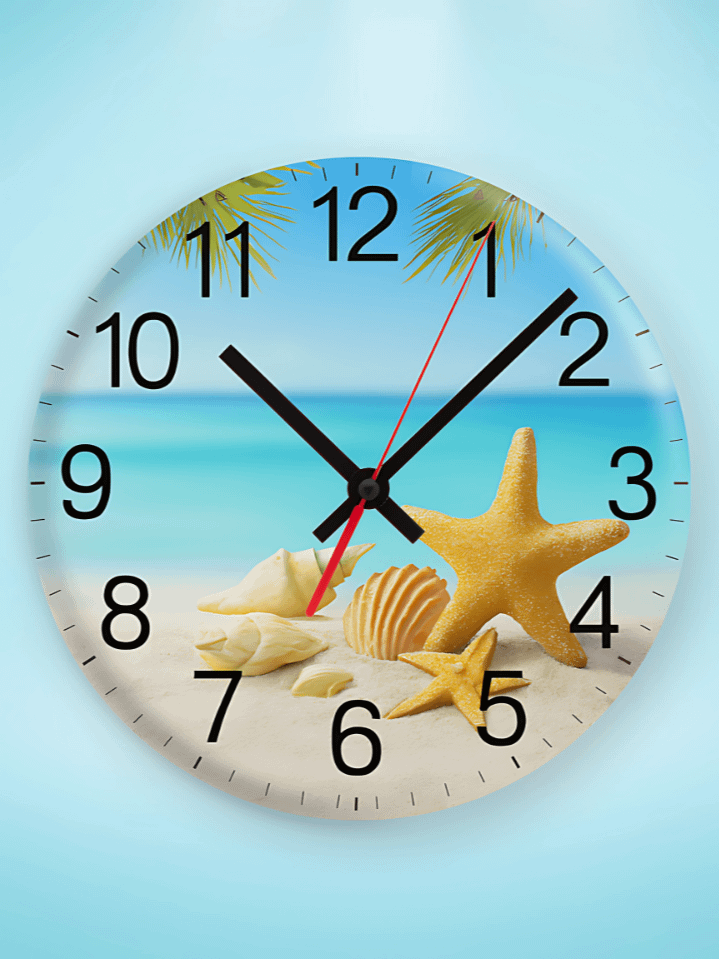 Tropical Paradise Wall Clock Design – Starfish & Palm Tree Accents for Beach Lovers – Sublimation-Ready – High-Quality 300 DPI PNG – Instant Digital Download product image (1)