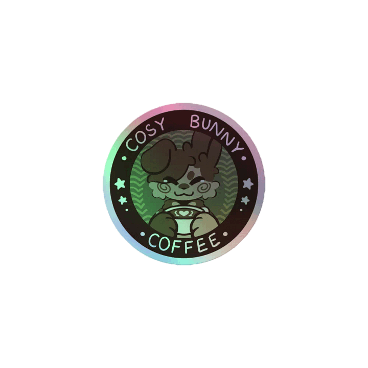cosy bunny coffee holo sticker product image (1)