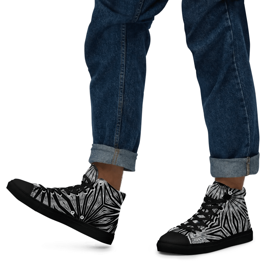 Abstract Dramatic Monochrome Circular Forms Men's Canvas High Top Shoes product image (11)