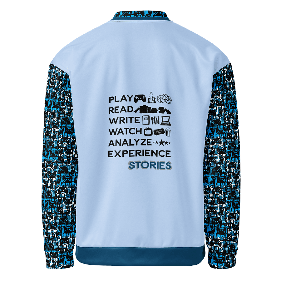Experience Stories Unisex Bomber Jacket (Blue, Pale Blue, and Black) product image (1)
