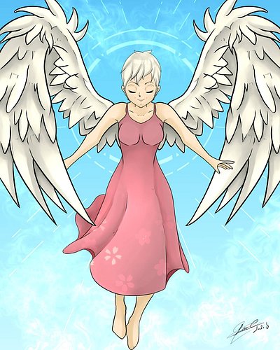 Here's a drawing that I've come to finish with love and pain ...

Drawing is for my mother, who now becomes an angel in the h...