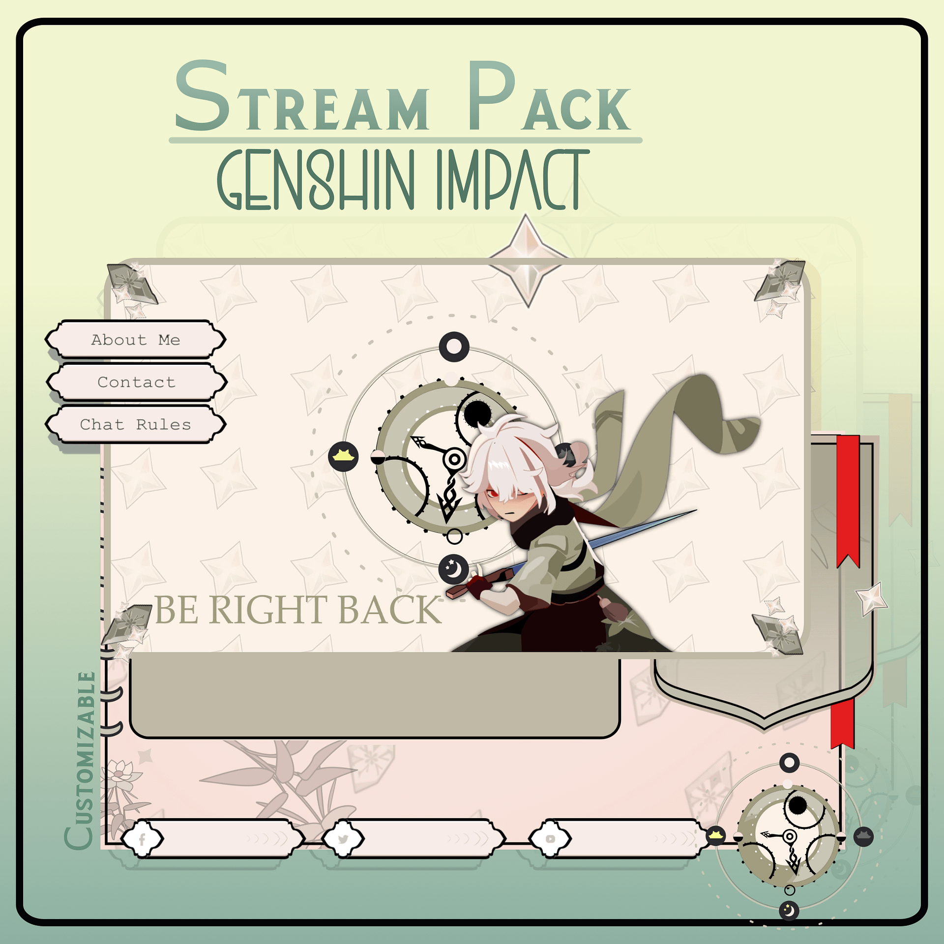 ANIME Twitch OVERLAY Pack Kazuha, Genshin Impact stream overlay, Anime stream pack, Stream overlay pack, Animated twitch overlay product image (2)