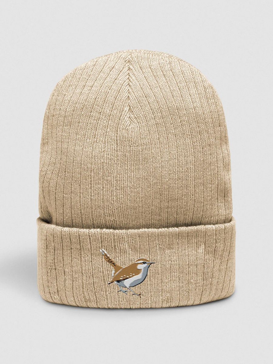 Carolina Wren Earthly Feathers Embroidered Ribbed Beanie product image (1)