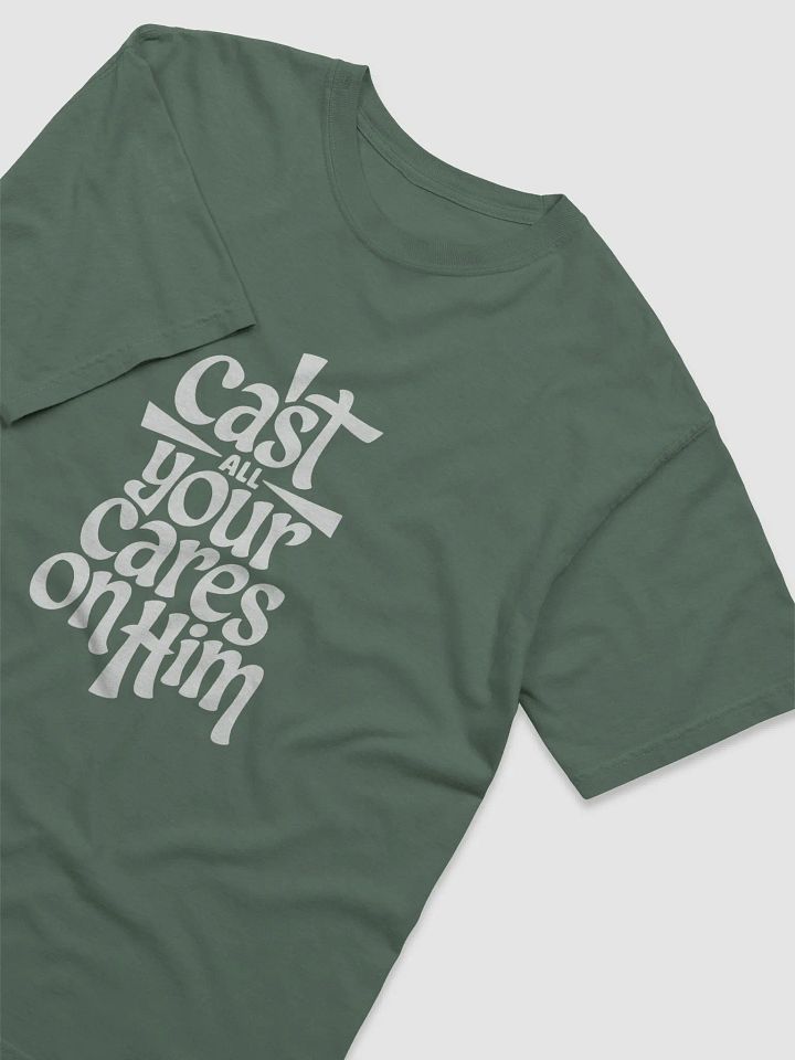 Cast All Your Cares on Him – 1 Peter 5:7 Bible Verse Comfort Colors T-Shirt product image (1)