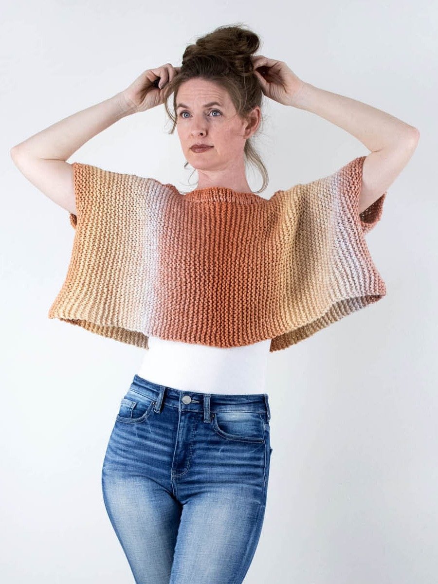 Easy Poncho Knitting Pattern - Hazy Sunrise product image (1)