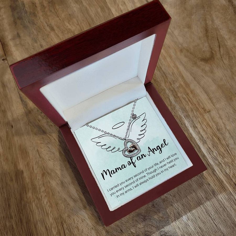 Mama of an Angel – Memorial Baby Feet Heart Necklace product image (3)