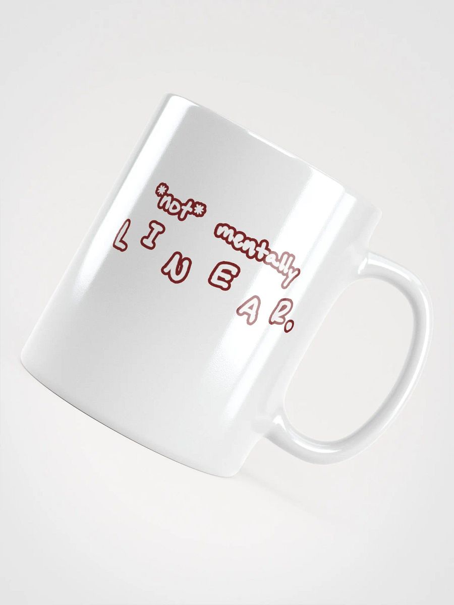 *not* mentally linear (lined design, #6D1616) glossy white mug product image (8)