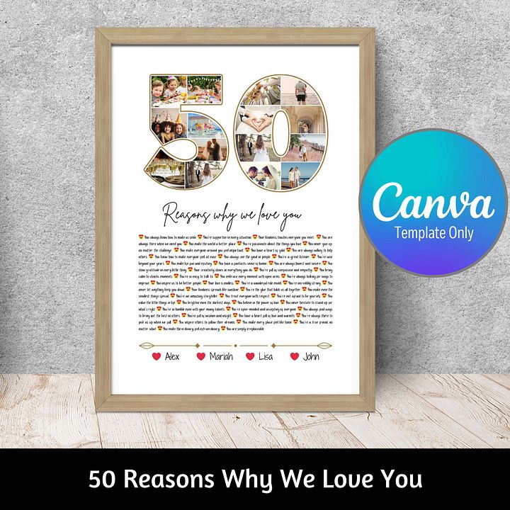 50 Reasons Why We Love You Canva Template product image (1)