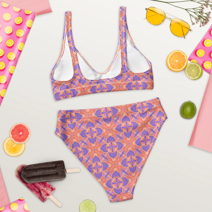 Pastel Orange and Mauve Pattern High Waisted Bikini product image (7)