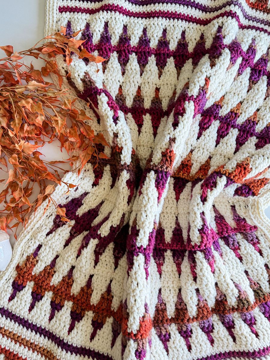 Autumn's Charm Mosaic Blanket Crochet Pattern product image (10)