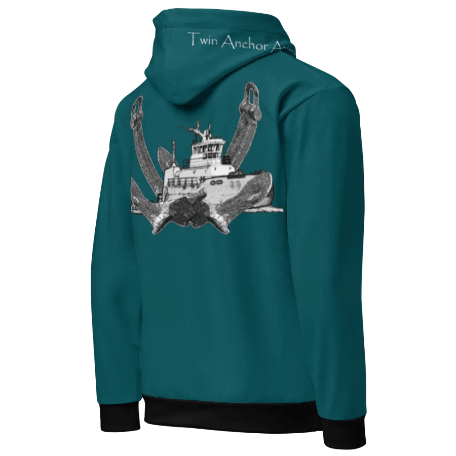 Teal Twin Anchor Titan tug Hoodie product image (10)