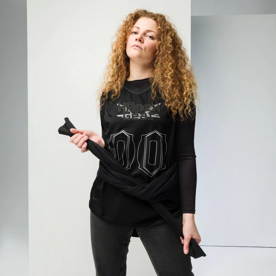 Dieter - Black - Recycled Unisex Basketball Jersey - Black HApex Gear Black Logo product image (6)